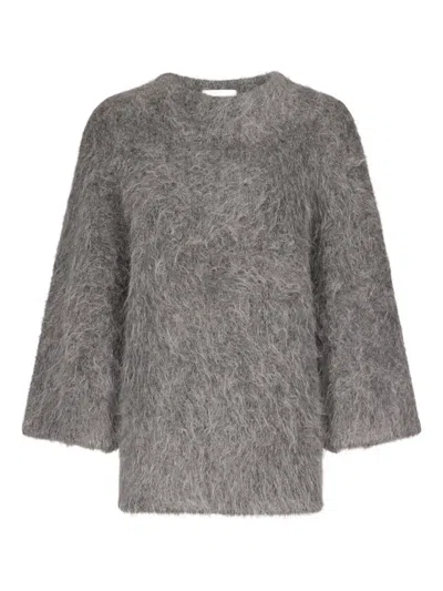 Loulou De Saison Alpaca-blend Three-quarter-sleeve Sweater In Gray