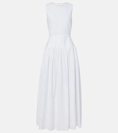 Loulou De Saison Ama Gathered Striped Cotton Maxi Dress In White