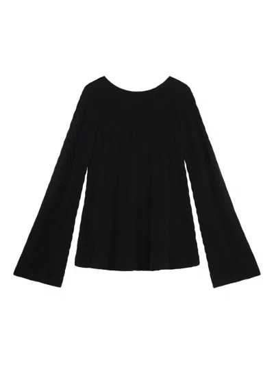 Loulou De Saison Amal Bell-sleeve Sweater In Black