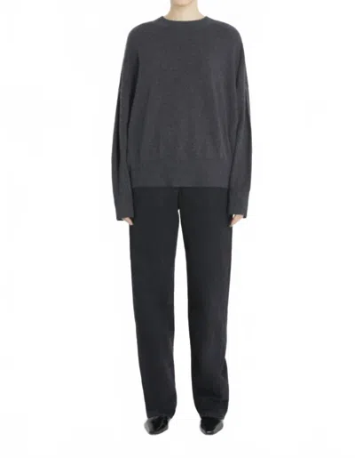 Loulou De Saison Anaa Crew Neck Long Sleeve Sweater In Anthracite Mélange In Blue