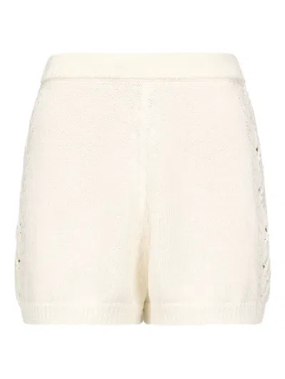 Loulou De Saison Andel Crochet-detail Shorts In White
