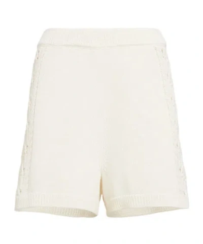 Loulou De Saison Andel Embroidered Knit Shorts In White