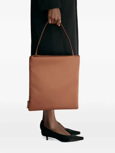 Loulou De Saison Anthea Satin-finish Tote Bag In Brown