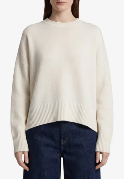 Loulou De Saison Anton Knitted Cashmere Sweater In White