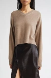 Loulou De Saison Anzor Lds V-neck Ribbed-detail Sweater In Brown