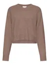 Loulou De Saison Anzor Lds V-neck Ribbed-detail Sweater In Nude