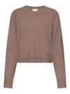 Loulou De Saison Anzor Lds V-neck Ribbed-detail Sweater In Brown