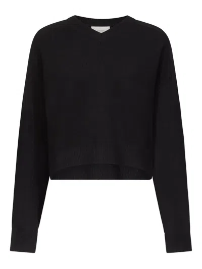 Loulou De Saison Anzor Lds V-neck Ribbed Sweater In Black