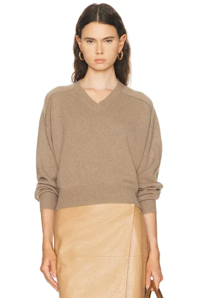 Loulou De Saison Anzor Saddle Sleeve V-neck Sweater In Neutral