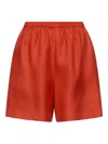 Loulou De Saison Arl Elastic Waistband Silk Shorts In Red