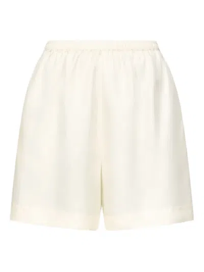 Loulou De Saison Arl Elasticated-waistband Silk Shorts In White