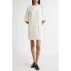 Loulou De Saison Oversized Short Dress With Knit Patterns In White