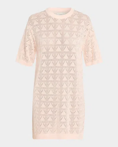Loulou De Saison Armas Pointelle Knit Short-sleeve T-shirt Dress In Pink