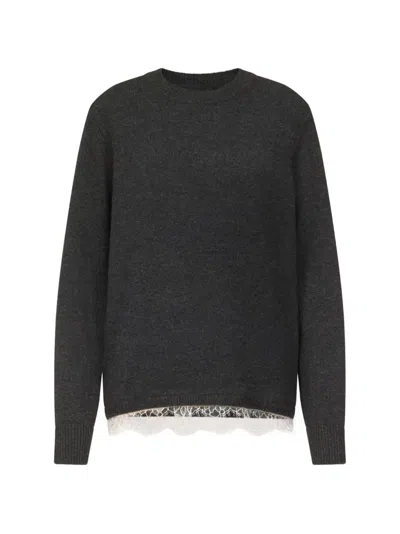 Loulou De Saison Arvo Lace-trim Sweater In Gray
