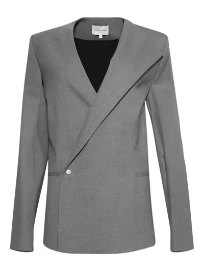 Loulou De Saison Asymmetric-lapel Blazer In Gray