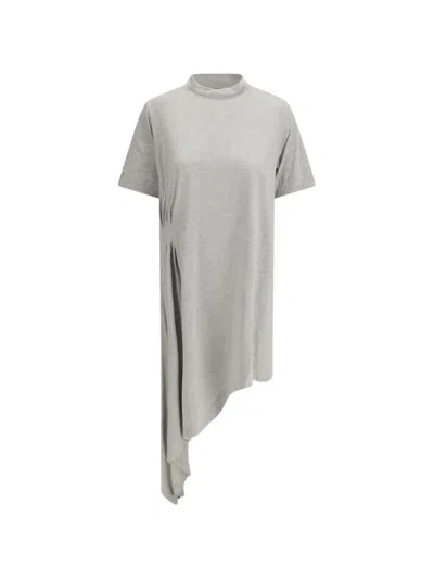 Loulou De Saison Asymmetric Pleated-detail Dress In Gray