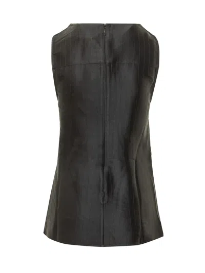Loulou De Saison Asymmetrical Mini Draped Top In Black
