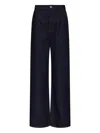 Loulou De Saison Attu Pleated Cotton Jeans In Blue