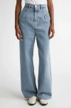 Loulou De Saison Attu Wide Leg Jeans In Washed Light Blue