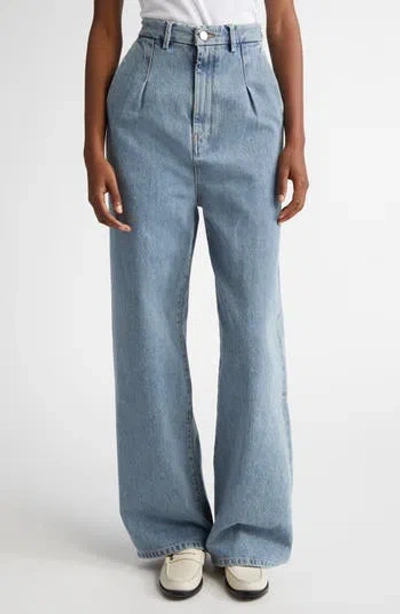 Loulou De Saison Attu Wide Leg Jeans In Washed Light Blue