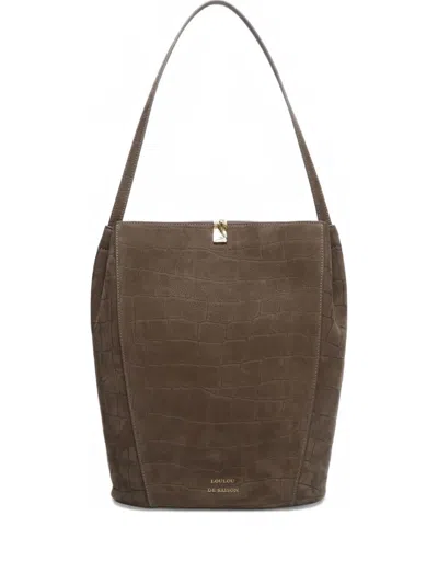 Loulou De Saison Audrey Embossed Shoulder Bag In Brown