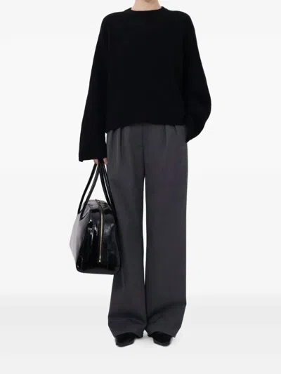 Loulou De Saison Axel Ribbed Cashmere Sweater In Black