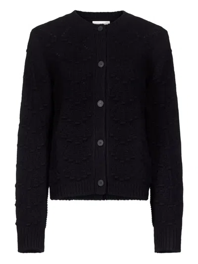 Loulou De Saison Bach Crochet Button Cardigan In Black