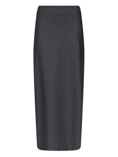 Loulou De Saison Back-vent Long Pencil Skirt In Gray