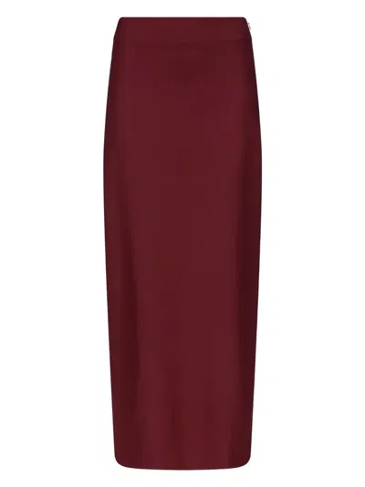 Loulou De Saison Back-vent Long Straight Skirt In Red