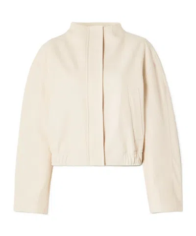 Loulou De Saison Bago Cropped Textured Cotton-blend Twill Jacket In Neutral