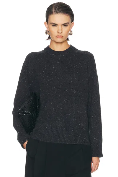Loulou De Saison Baltra Saddle Sleeve Crewneck Sweater In Peppered Anthracite