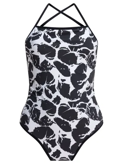 Loulou De Saison Korkem One-piece Printed Swimsuit In Gray
