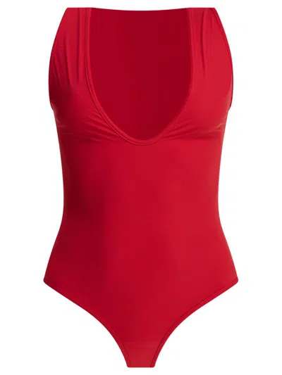 Loulou De Saison Red Elasthane Swimwear In Animal Print