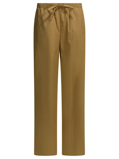 Loulou De Saison Beige Cotton Trousers In Brown