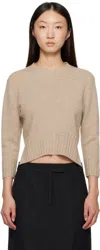 Loulou De Saison Beige Mora Lds Cropped Cashmere Sweater In Neutral