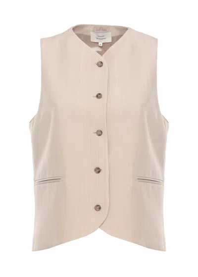 Loulou De Saison Beige Paco Front Buttons Vest In Pink