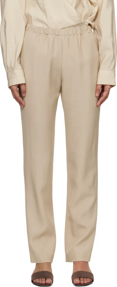 Loulou De Saison Beige Scot Straight Leg Trousers In Neutral