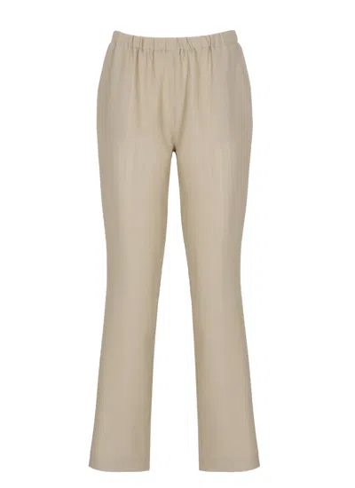 Loulou De Saison Beige Scot Viscose Straight-leg Pants In Neutral