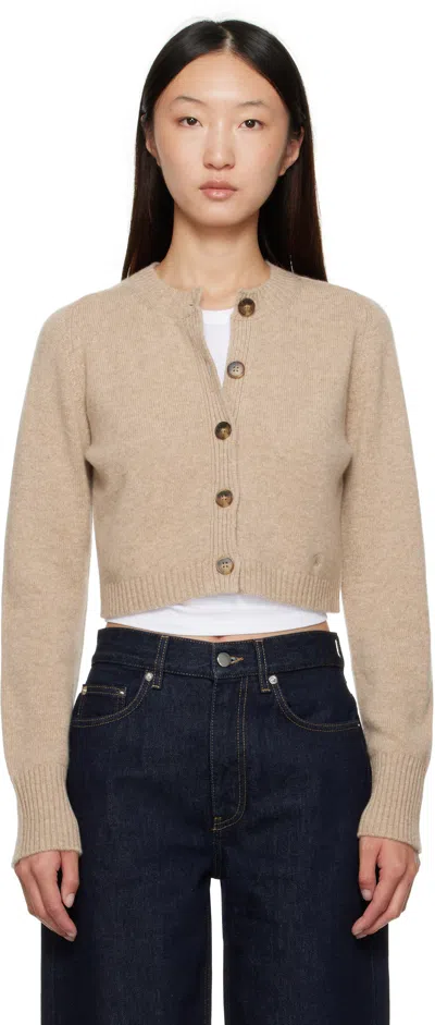 Loulou De Saison Beige Zephir Cashmere Cropped Cardigan