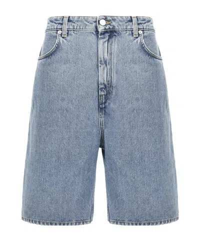 Loulou De Saison Belt Loop Denim Shorts In Blue