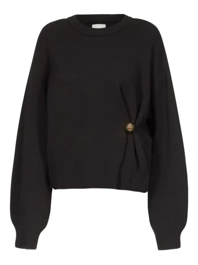 LOULOU DE SAISON BILL DRAPED METALLIC-ORNAMENT SWEATER