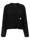 Loulou De Saison Bill Draped Metallic-ornament Sweater In Black