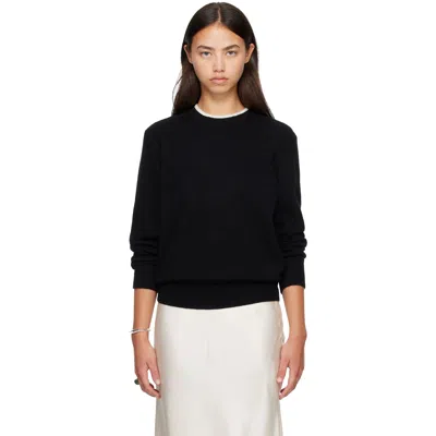 Loulou De Saison Black & Off-white Otis Bicolor Cashmere Sweater In Black/ivory