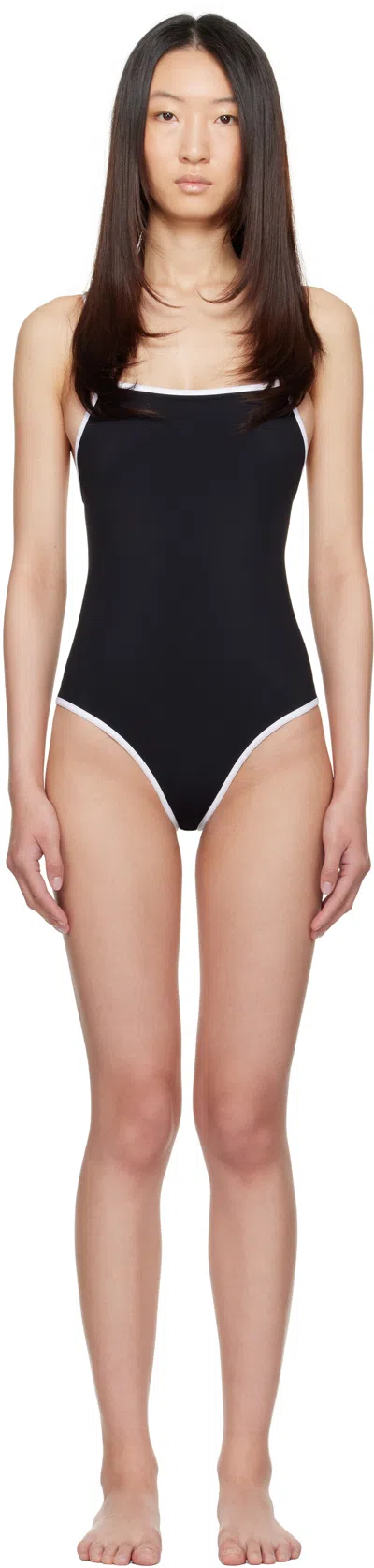 Loulou De Saison Black & White Itak One Piece Swimsuit In Multi
