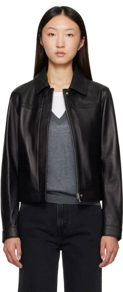 Loulou De Saison Black Ascot Leather Jacket