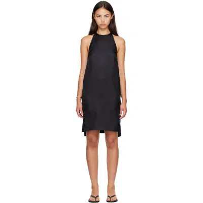 Loulou De Saison Bruna Halter Neck Silk Mini Dress In Black