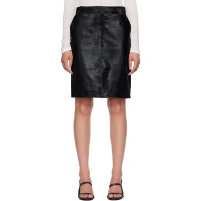 Loulou De Saison Black Debi Pony-effect Leather Midi Skirt