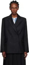 Loulou De Saison Black Donau Lds Virgin Wool Blazer In Black