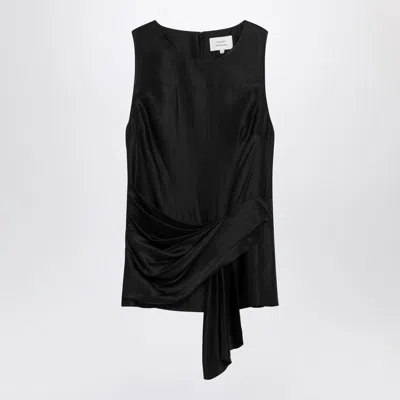 Loulou De Saison Fonda Draped Asymmetric Top In Black