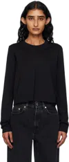 Loulou De Saison Black Masal Lds Longsleeve Cropped T-shirt In Black